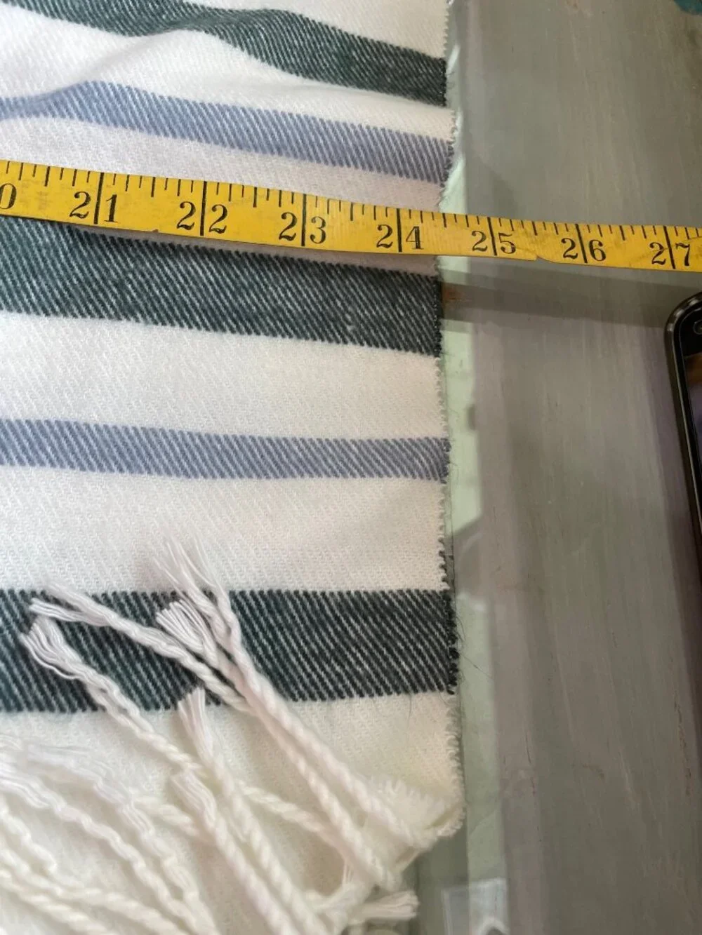 Striped Fringe Blanket Scarf One Size Wrap Soft Cozy Oversized White Blue Winter