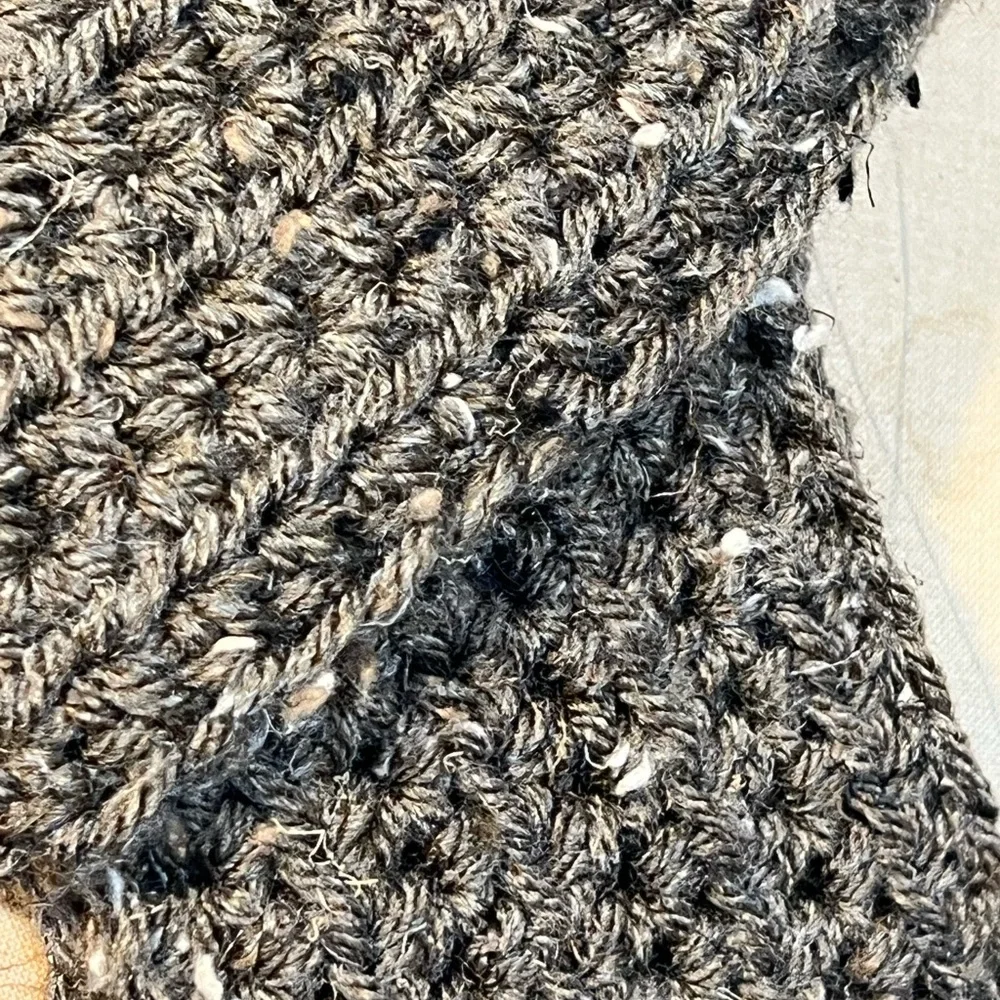 Handmade long crochet knit scarf earthy outdoorsy brown‎ skinny 4” wide fringe