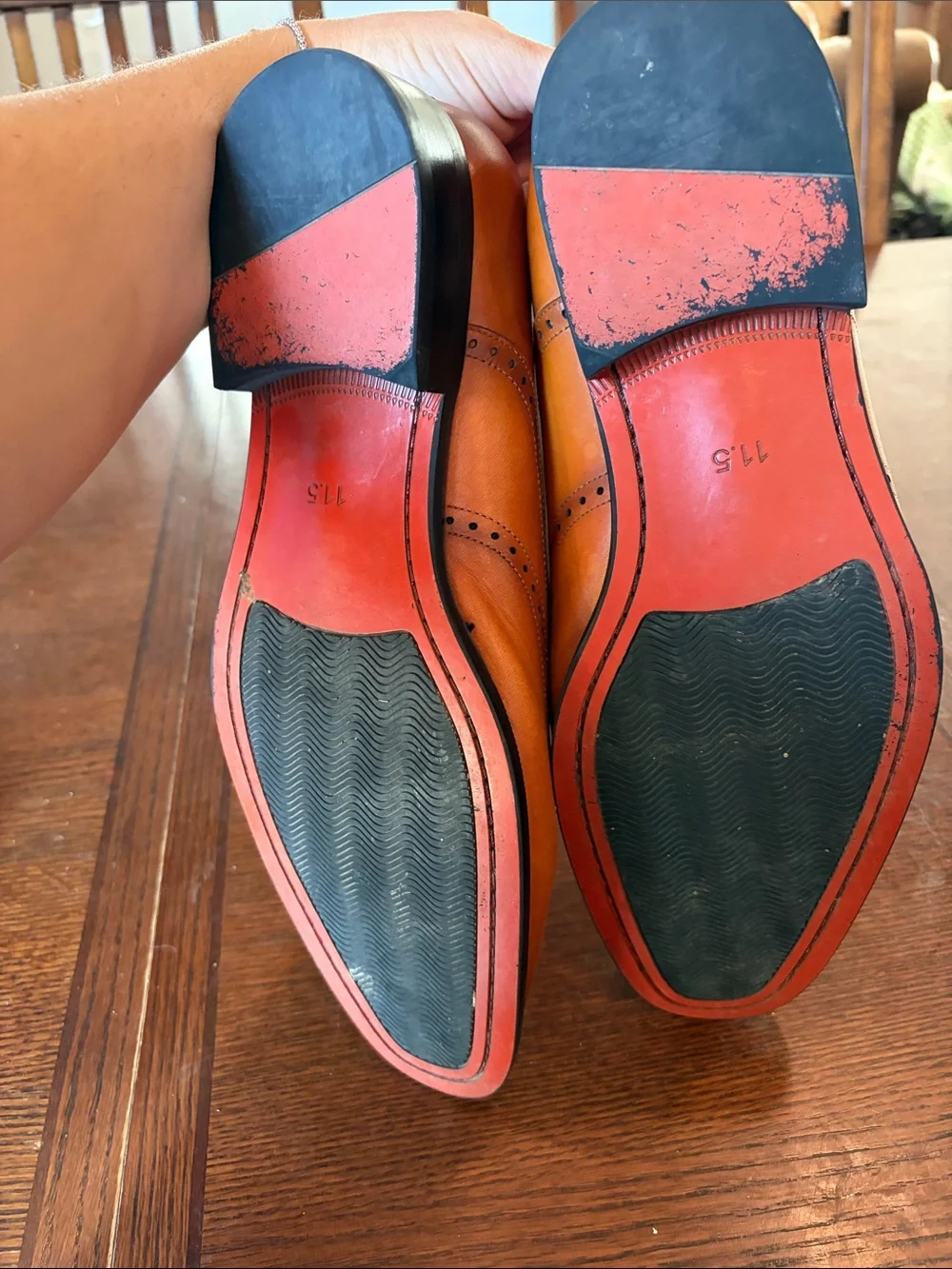 Men's Wingtip Brogue Derby Shoes in Cognac Leather