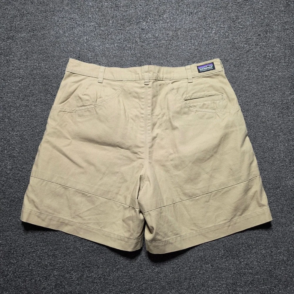 Vintage Patagonia Stand Up Shorts Tan Khaki Mens 34 Organic Cotton Canvas Hiking
