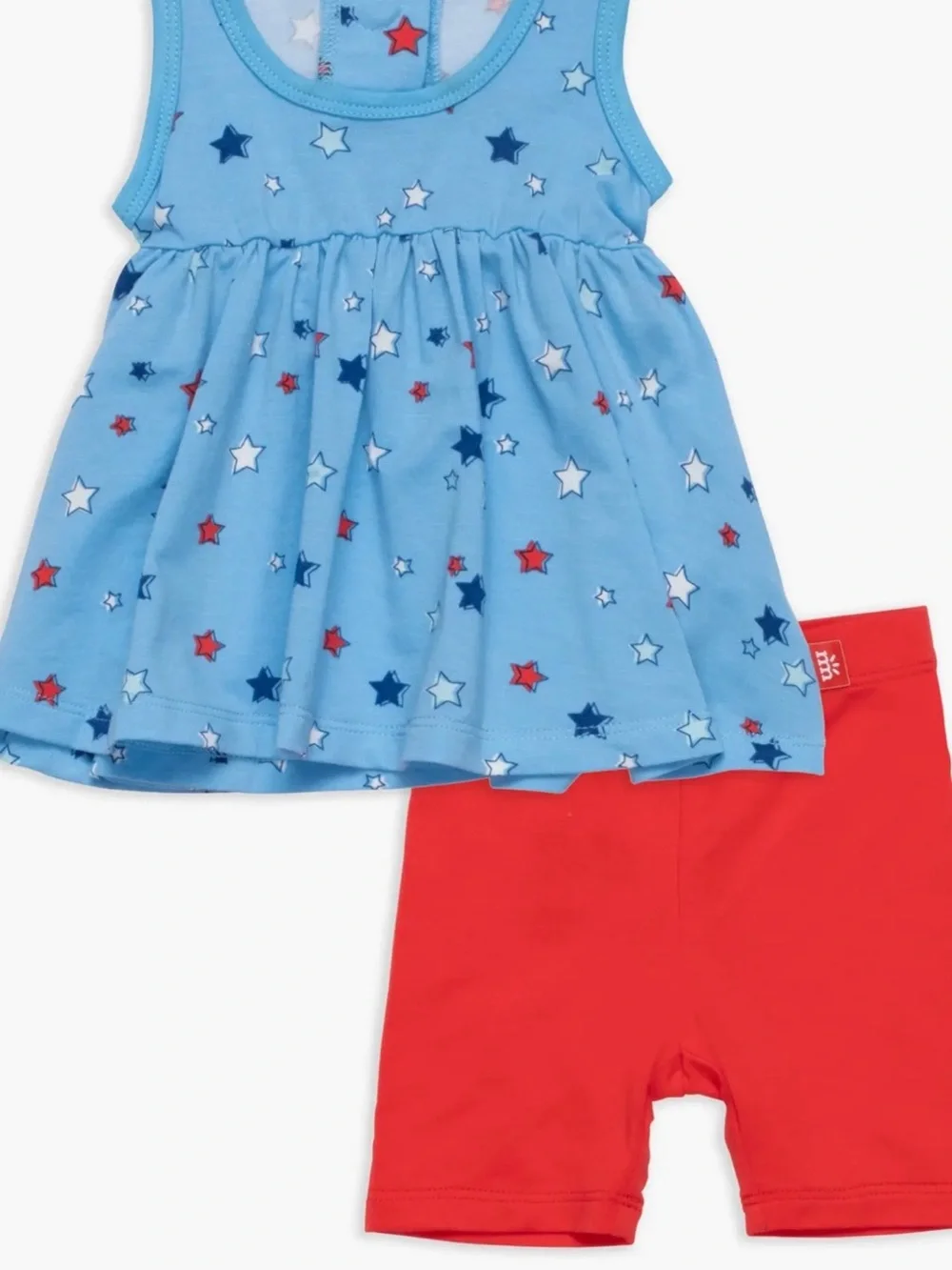 Magnetic me 0-3 month baby Star-Print Tank & Red Bike Shorts Set