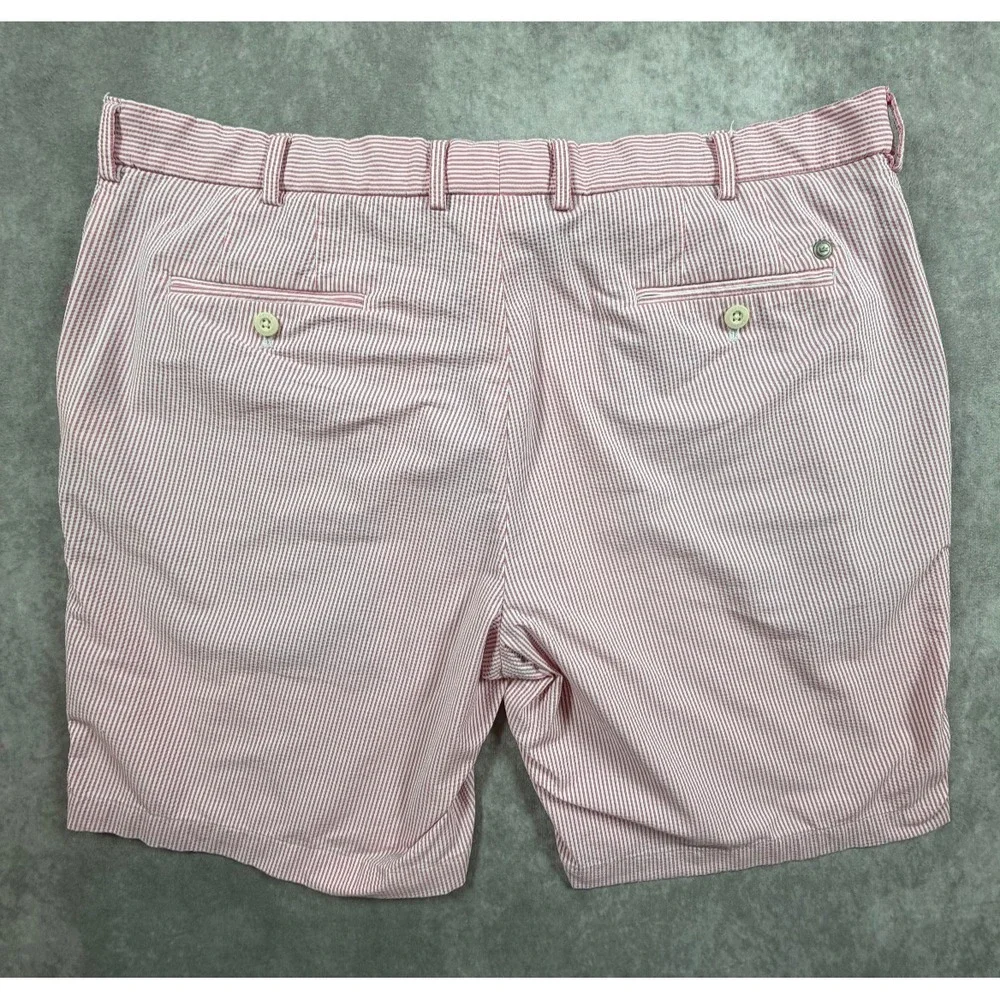 Peter Millar Mens 40 Crown Crafted Matlock Seersucker Shorts Pink Stripe Golf