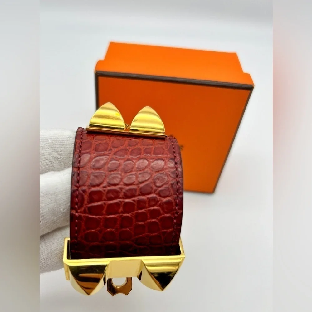 Hermes CDC Collier de Chien Rouge H Red Alligator Croc GHW Guc Size M 2012