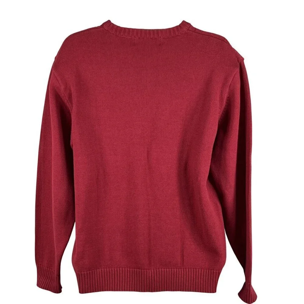 Oscar De La Renta Mens XL Red Cotton Cable Knit Crewneck Sweater Academia Preppy