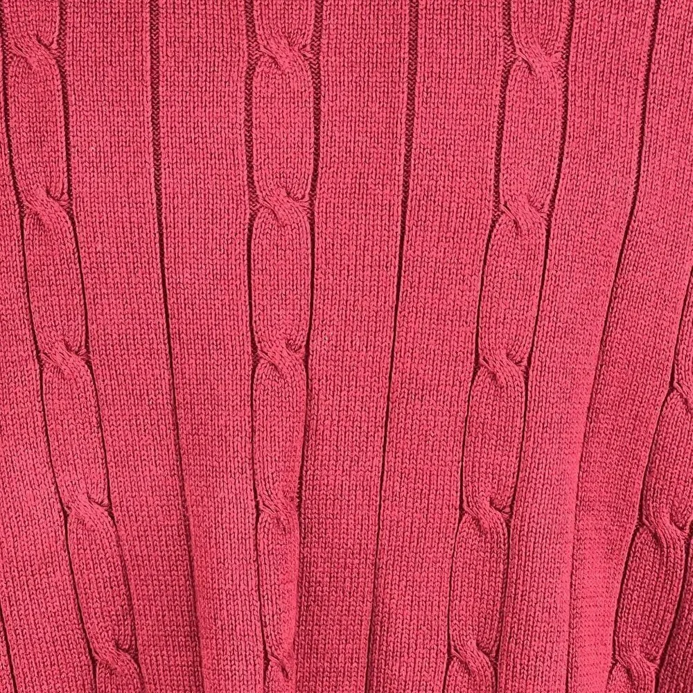 Oscar De La Renta Mens XL Red Cotton Cable Knit Crewneck Sweater Academia Preppy