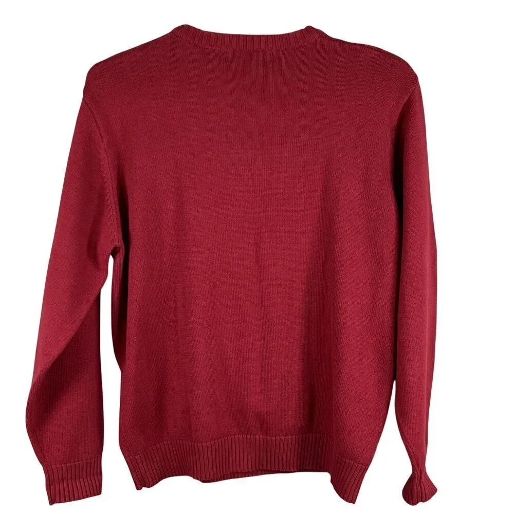 Oscar De La Renta Mens XL Red Cotton Cable Knit Crewneck Sweater Academia Preppy