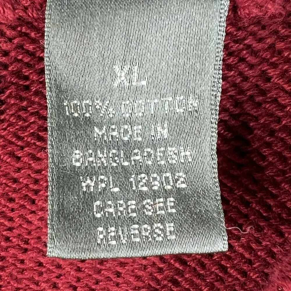 Oscar De La Renta Mens XL Red Cotton Cable Knit Crewneck Sweater Academia Preppy