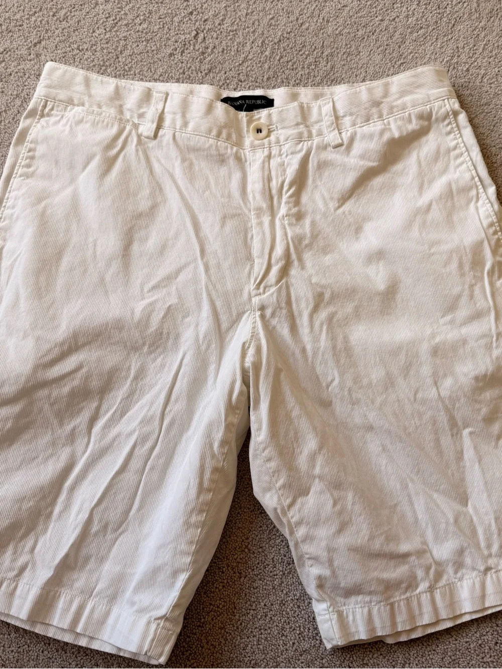 BANANA REPUBLIC Men’s White Ribbed Chinos Shorts Sz 33