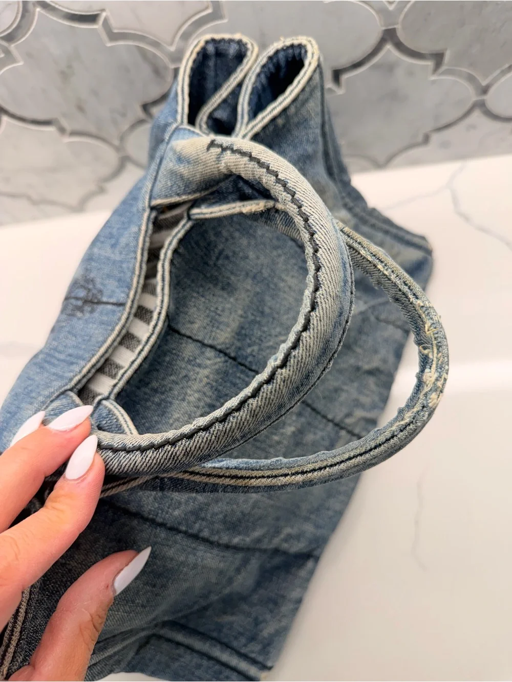 Prada Denim Tote in Washed Blue