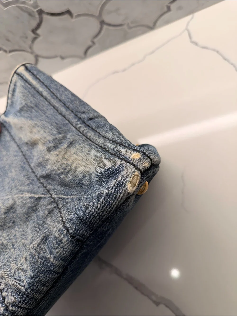 Prada Denim Tote in Washed Blue