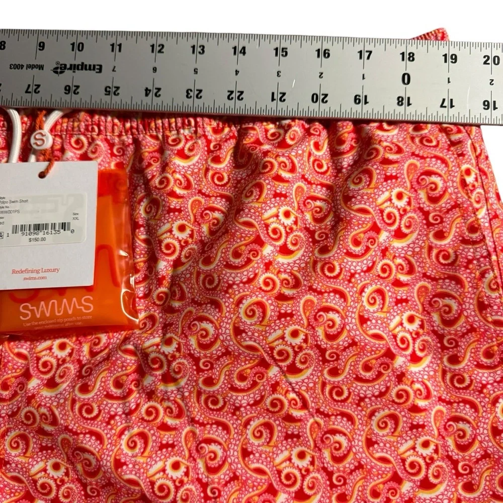 NEW Swims‎ mens size XXL lined orange/white swim trunks