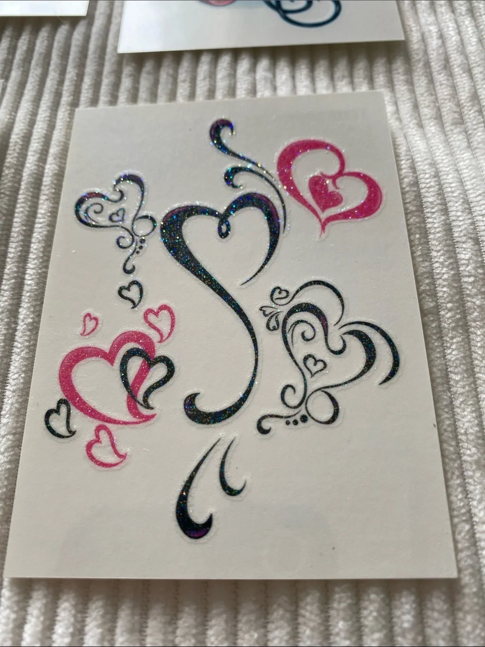 Y2K Temporary Tattoos Glitter Pink Hearts Key Wings Rose Flower Cherries Stars
