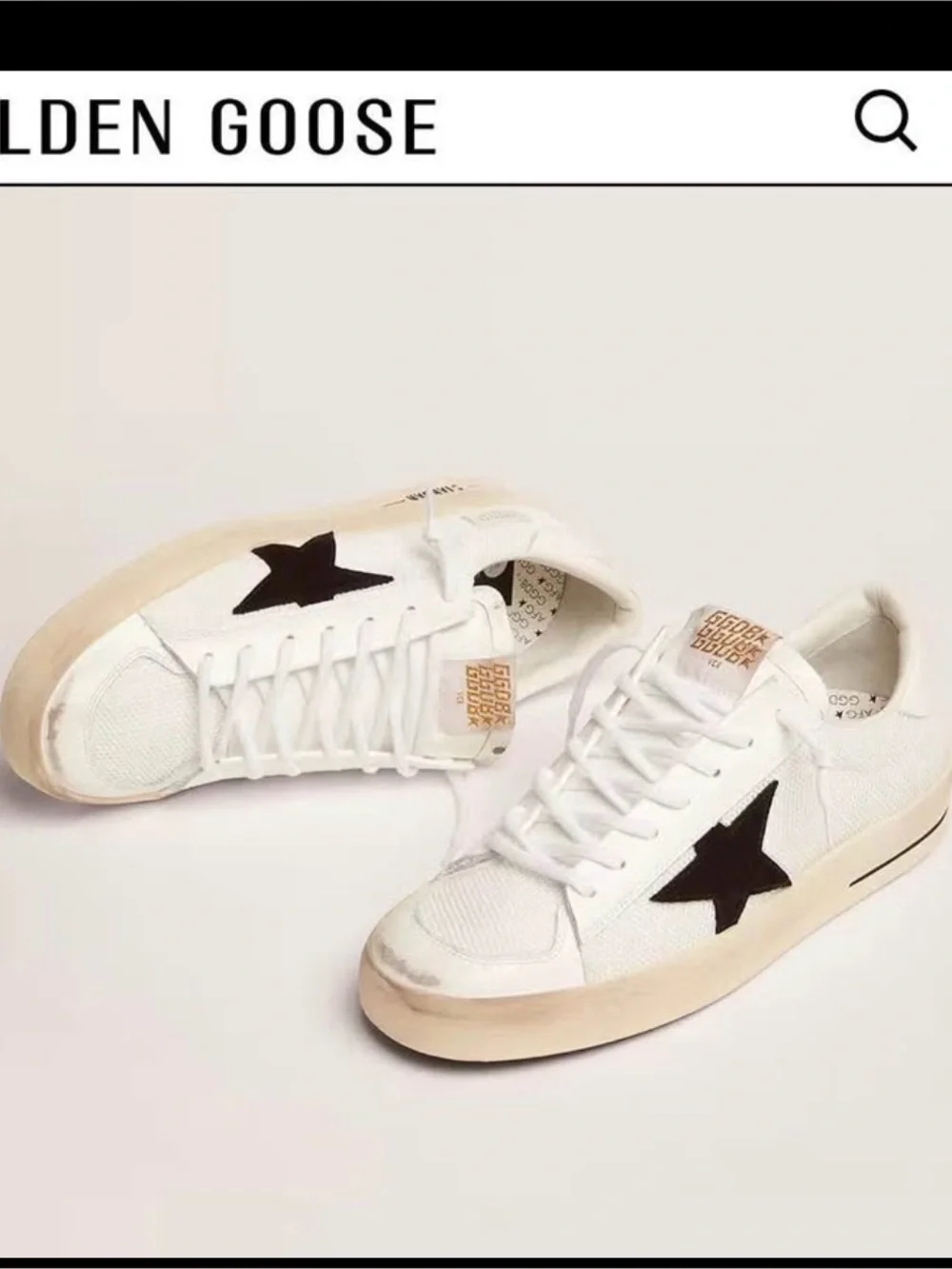 Golden Goose White Leather Sneakers with Black Star Accent