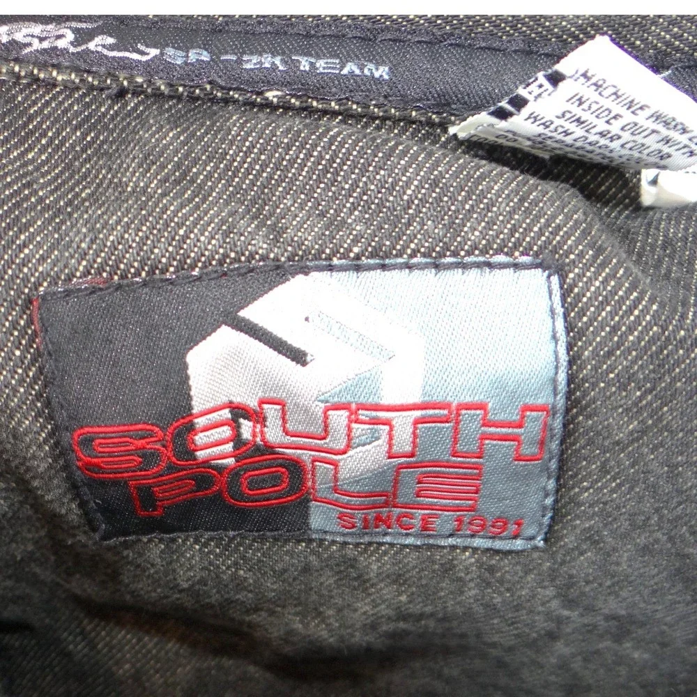 Southpole Mens XL Faded Black‎ Denis Jacket Contrast Stitch Streetwear Y2K
