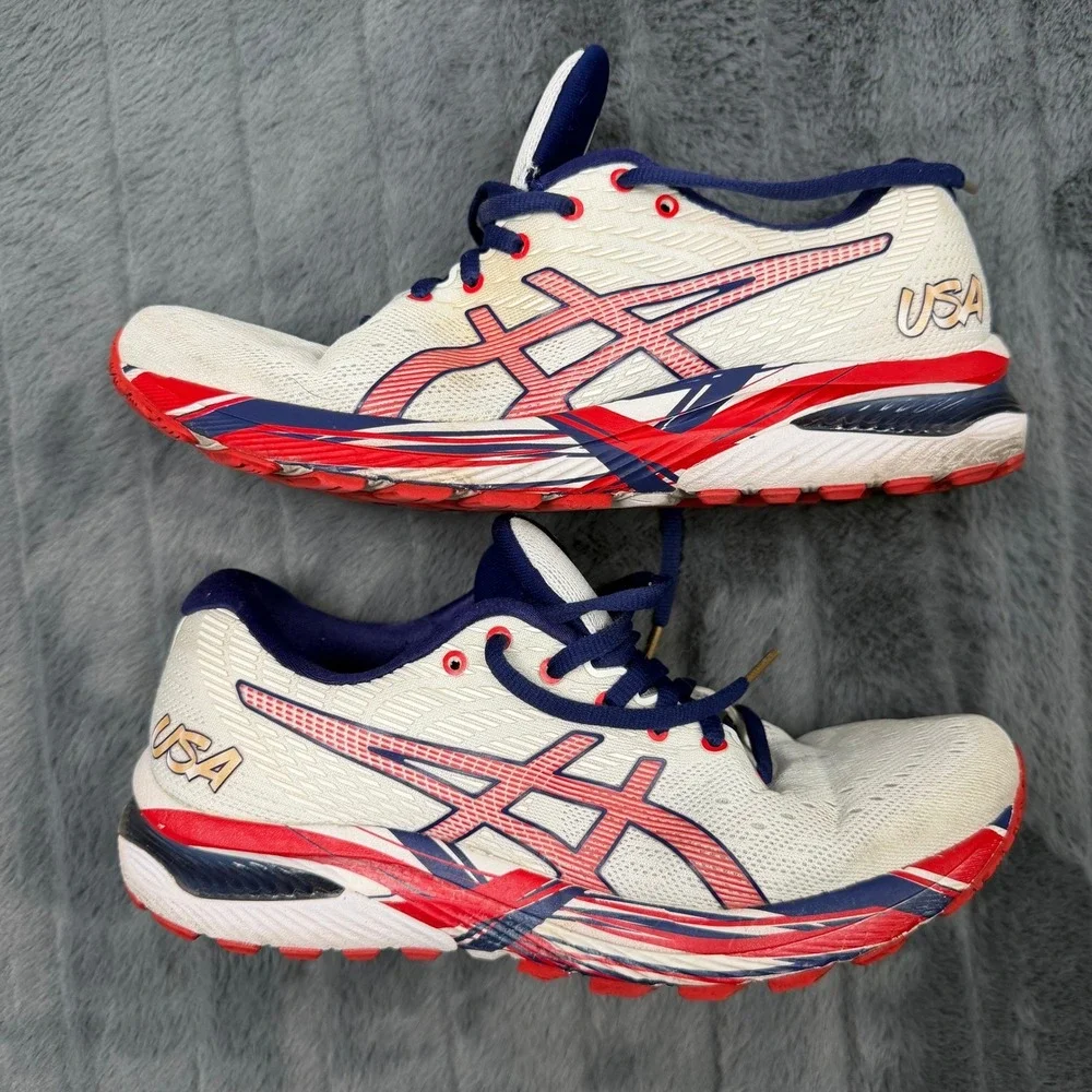 Asics Gel-Cumulus 22 USA Running Shoes Womens 9 White Red Blue 1012A976