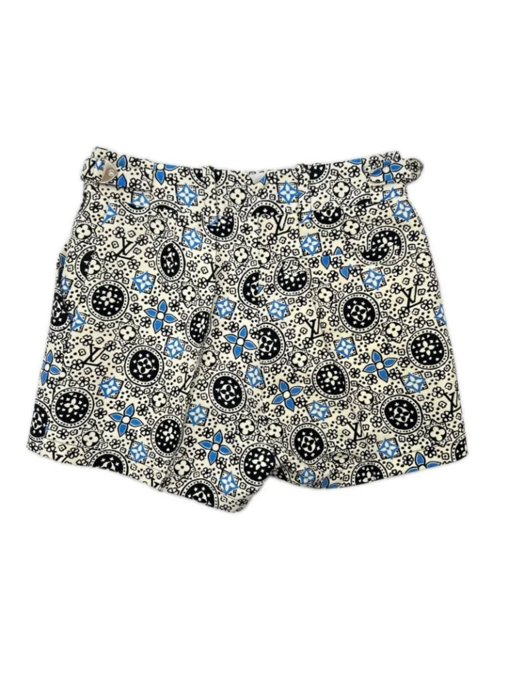 Louis Vuitton Monogram Ivory Drost Side Belt Silk Shorts 34