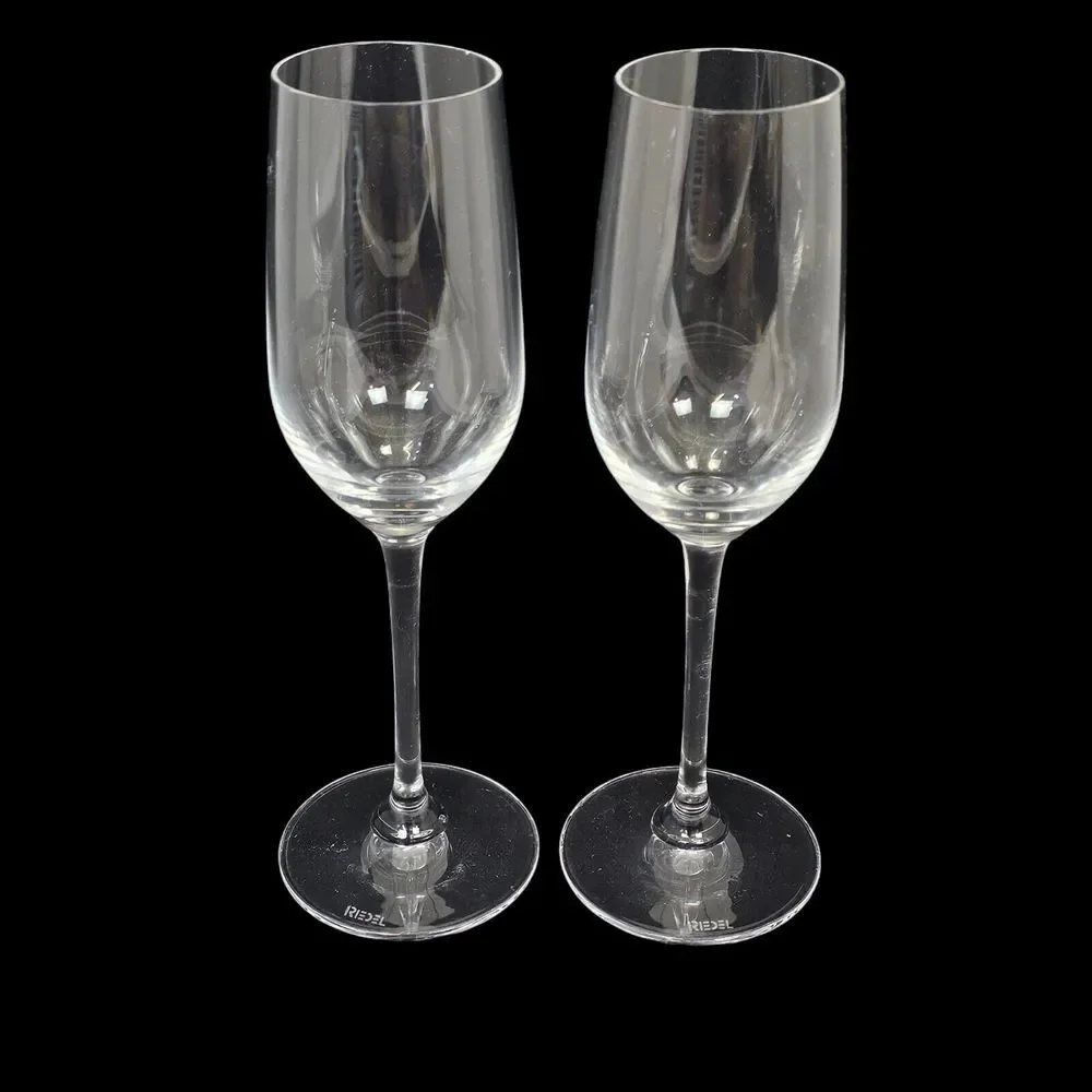 Set of 2‎ RIEDEL CRYSTAL Fluted Champagne Glasses 8 1/4