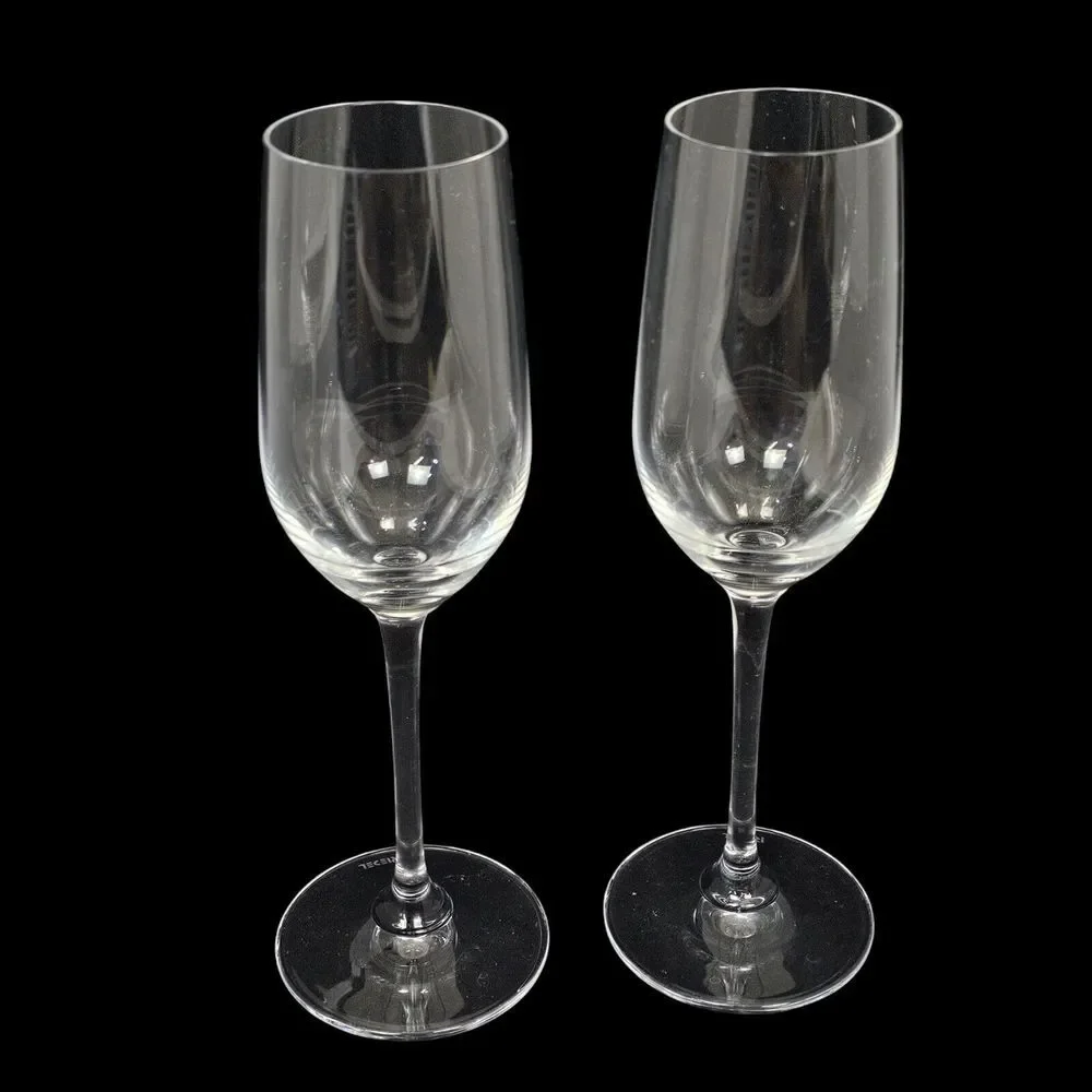 Set of 2‎ RIEDEL CRYSTAL Fluted Champagne Glasses 8 1/4