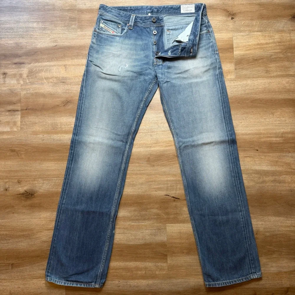 Diesel Larkee‎ Jeans Mens 31x32 Blue Regular Straight Leg Distressed Wash 008J4
