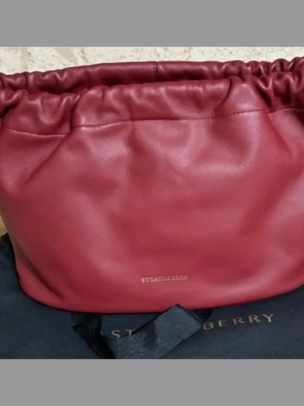 Strathberry NWT Charlotte Midi Nappa Leather Drawstring Bag(ORIG. $595) OXBLOOD