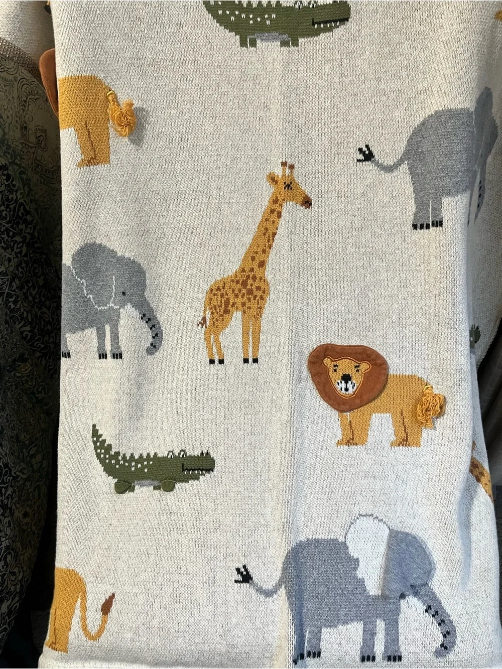 BABY ORGANIC SAFARI JACQUARD Knit 3D BLANKET SIZE 32”X 42”