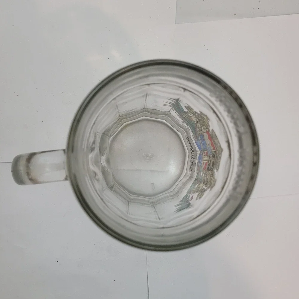Bayern Beer Stein Mug Clear Glass München Coat of Arms Crest 0.5L