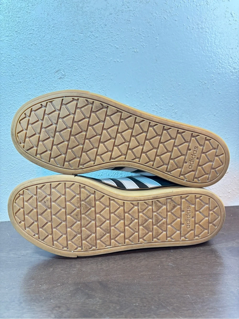 Adidas Men’s Gray Canvas Sneakers with White Stripes and Gum Sole