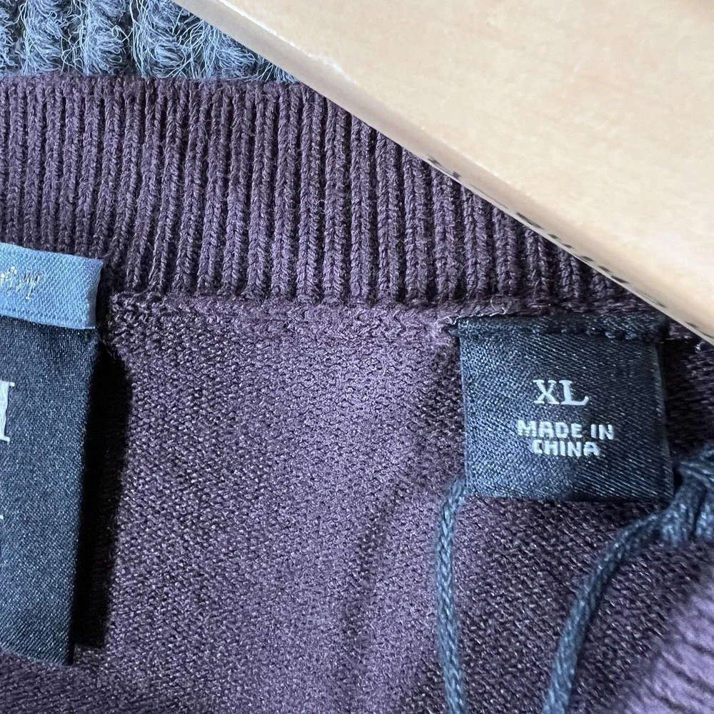 Scotch & Soda Sweater‎ Mens XL Brown Classic V Neck Knit Pullover Cuff Detail
