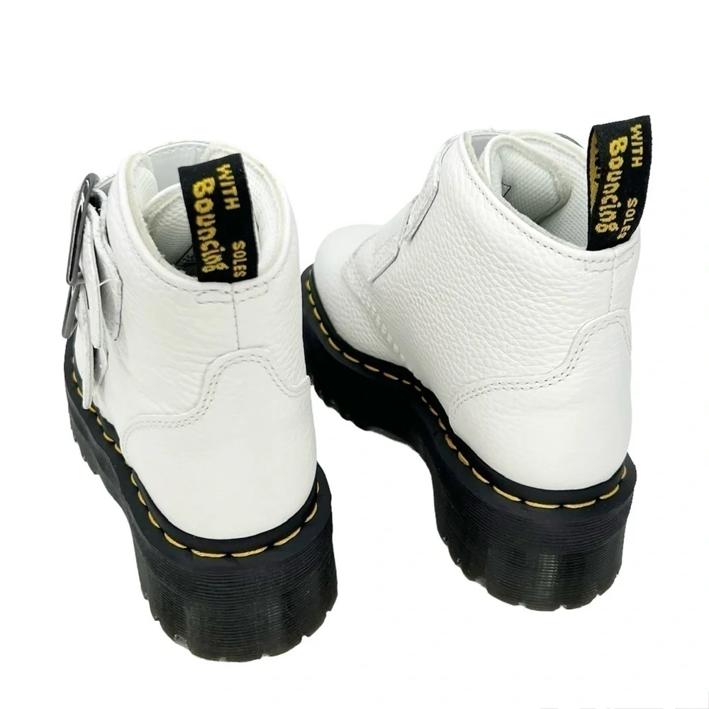 NEW Dr. Martens Devon Heart Platform White Leather Ankle Boots Kid’s Size 4 (36)