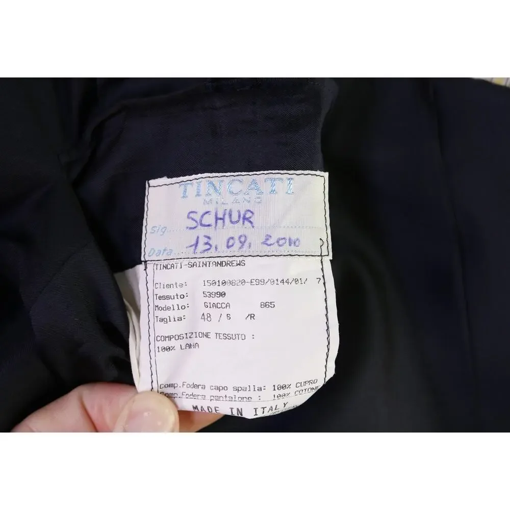 Tincati Saint Andrews Navy 2B Double Breasted Gold Button Wool Blazer Jacket 38S