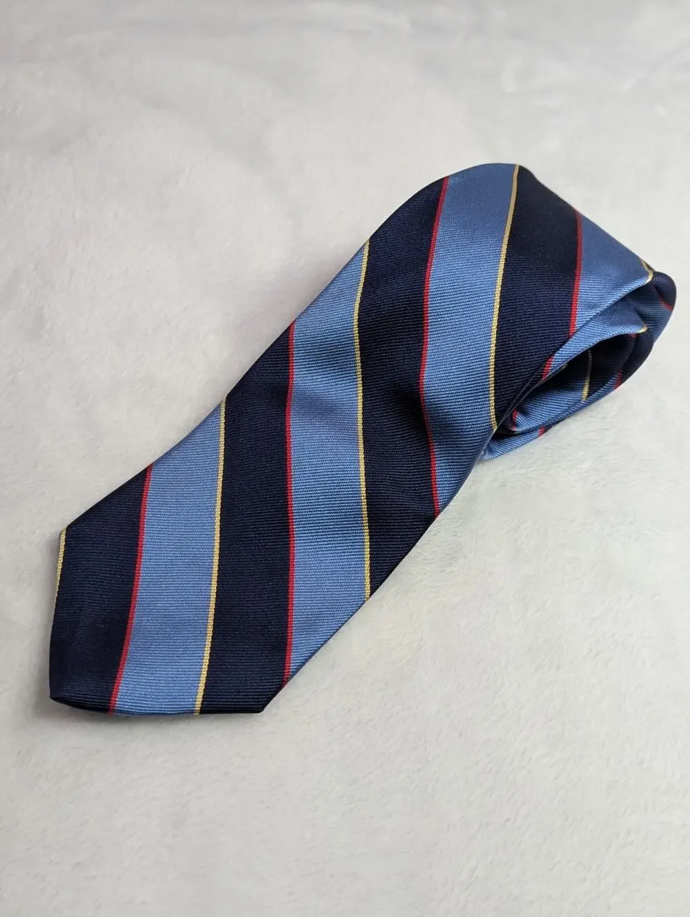 Vintage Brooks Brothers Makers Silk Repp Stripe Tie Made In USA Navy Blue Red