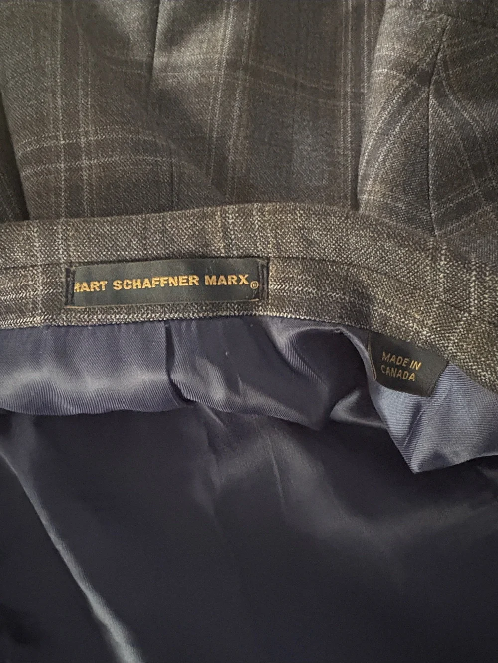 HART SCHAFFNER MARX Check Wool 2-Button Sport Coat Size 50S -- Missing Size Tag