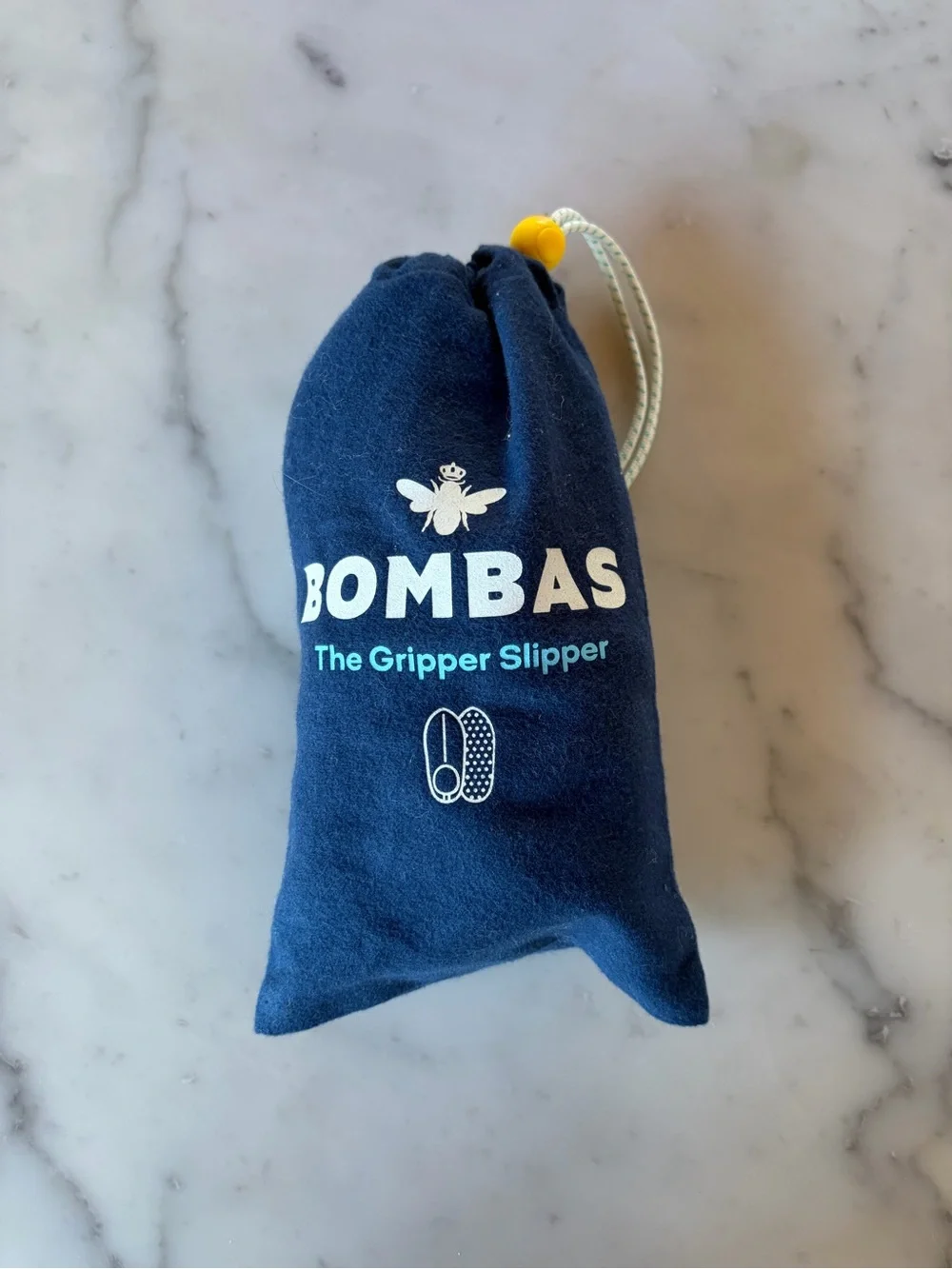 Bombas Gripper Slipper Kids Knit Slip-On Booties in Teal and Navy