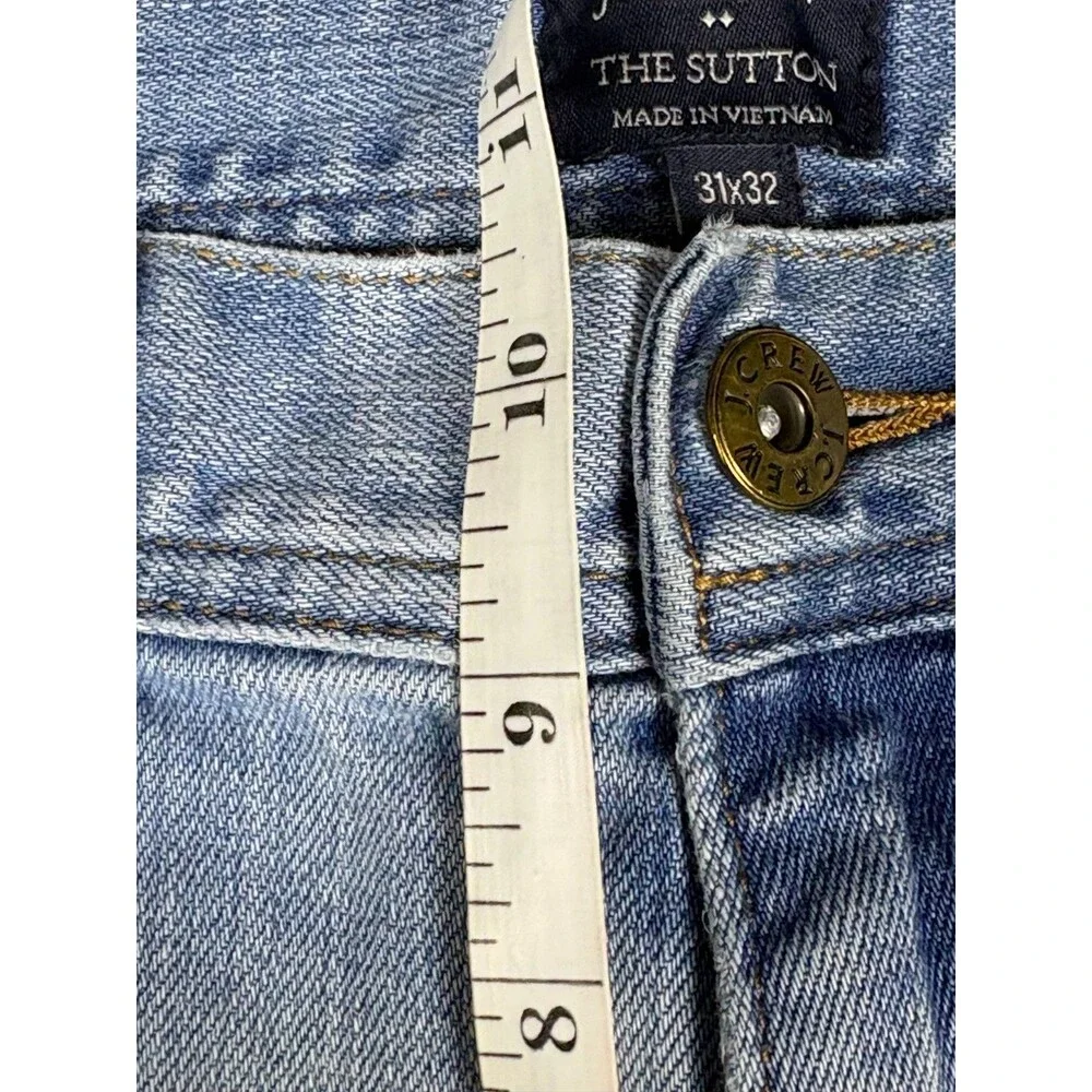 J.Crew The Sutton Jeans Mens 31x32 Light Wash Straight Stretch Denim Blue