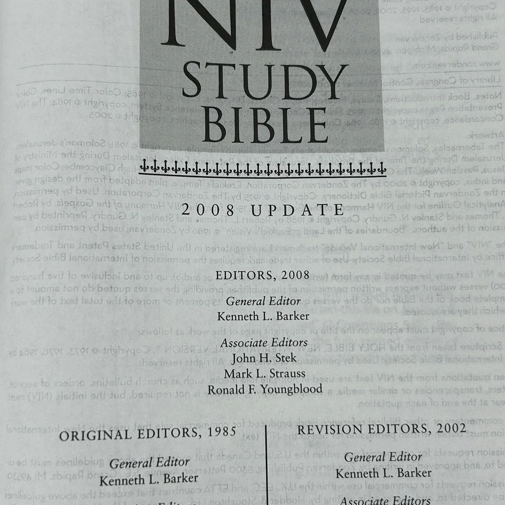 Zondervan NIV Study Bible Hardcover By‎ Zondervan  GOOD 2008 Update
