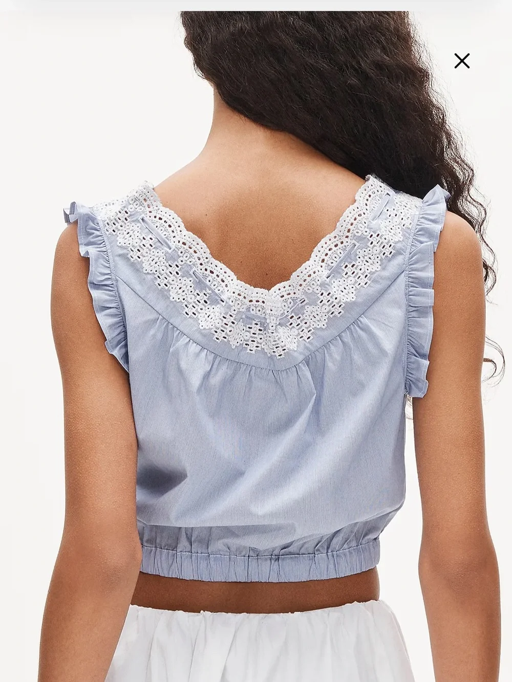 J.Crew Embroidered ruffle-trim cropped tank top
