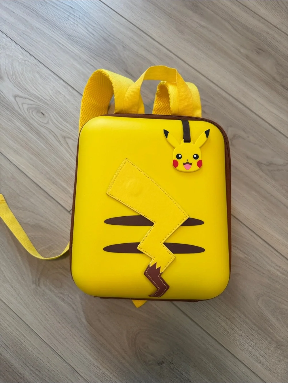 Yellow Pikachu-Themed Kids Backpack with Lightning Tail Accent
