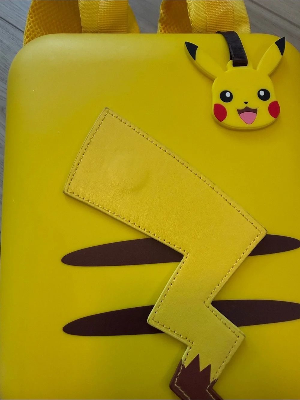 Yellow Pikachu-Themed Kids Backpack with Lightning Tail Accent