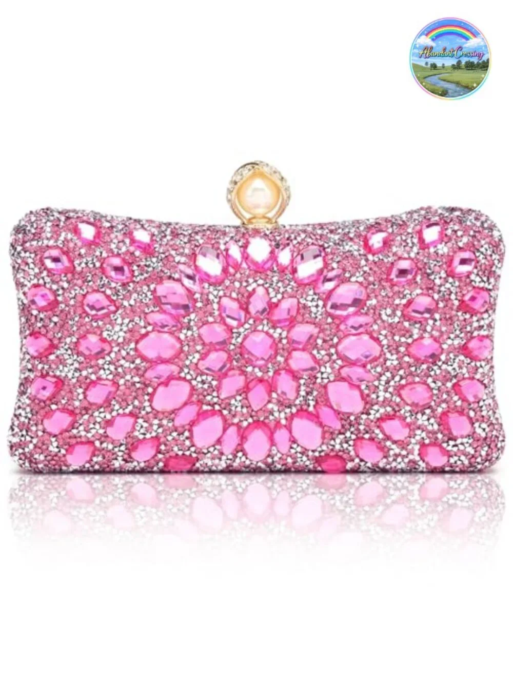 Sparkling Rhinestone Evening Bag Clutch Purse, Detachable Chains, Luxury Handbag