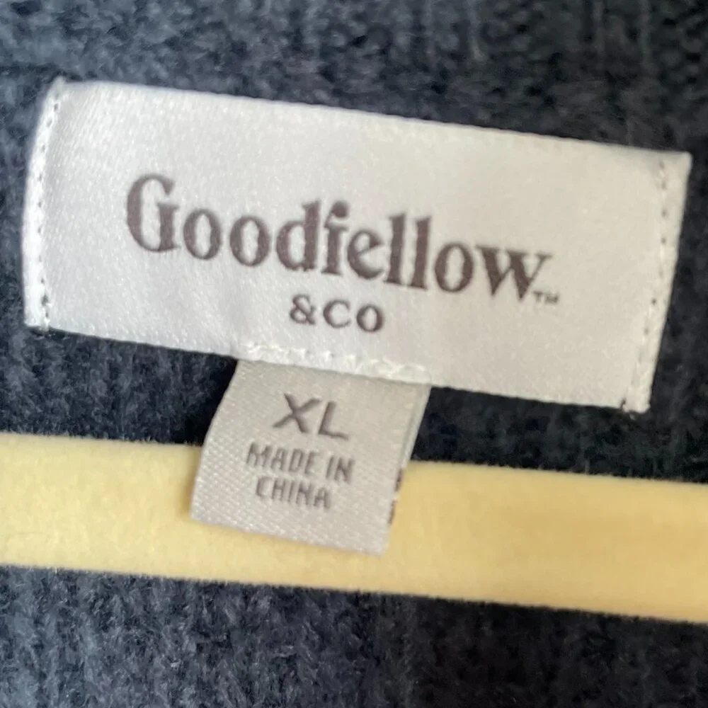 Goodfellow & Co - Men’s Striped Red & Blue Zip-Up Pullover Sweater - Men's XL​