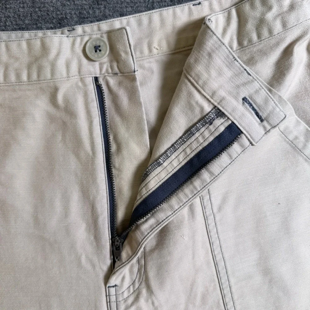 P&Co Mens Utility Trousers Sand Beige Cotton Twill Workwear Pants Size 34
