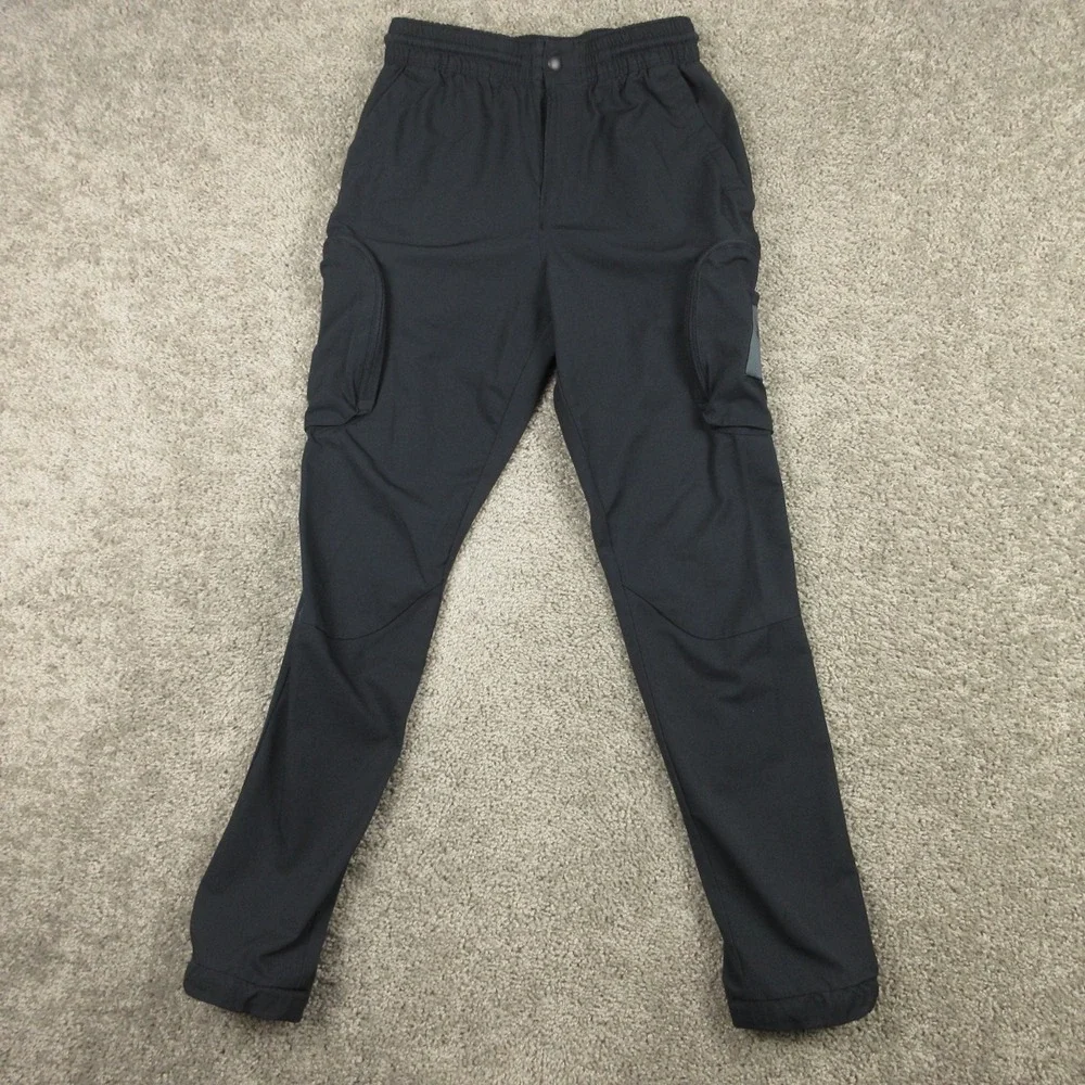 Under Armour Project Rock Pants Mens Small Black UA Woven Cargo Performance Bull