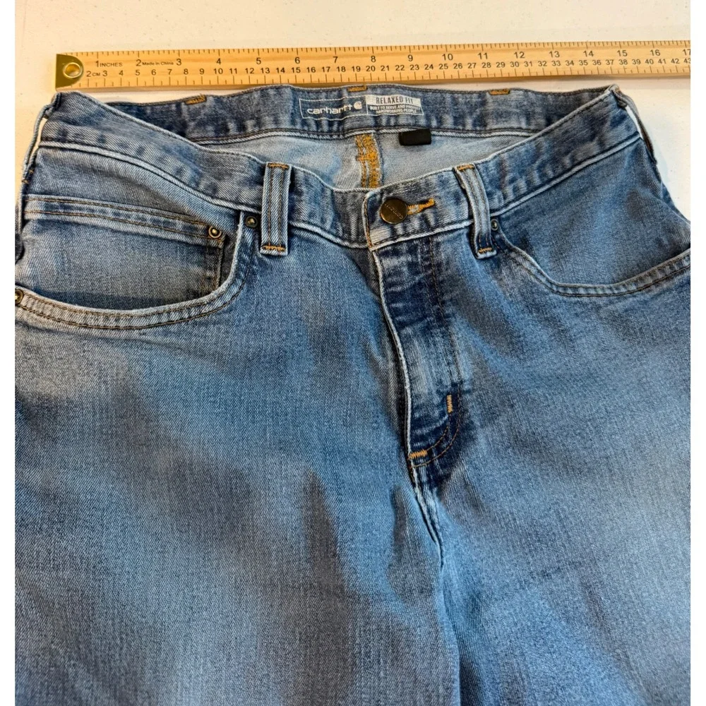 Carhartt Relaxed Fit Jeans Mens 32x34 Medium Wash Blue Denim Straight Leg 2510