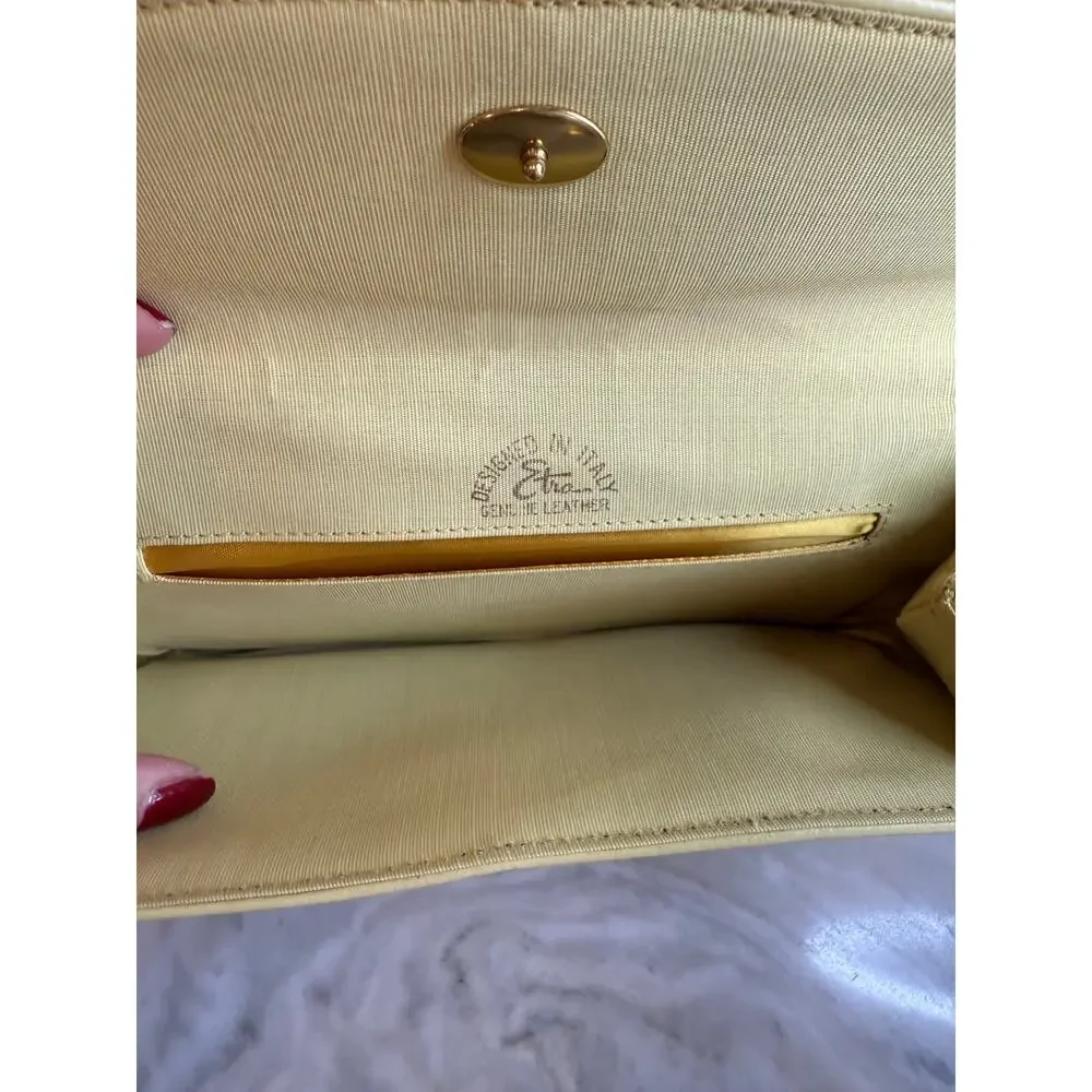 Vintage Italian Genuine Leather Clutch Bag Butter Yellow