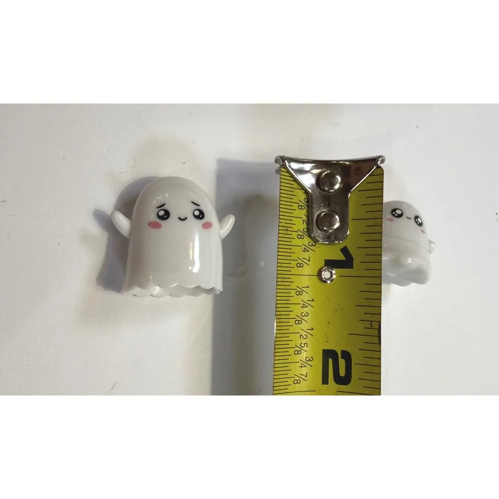 Bonkers Toy Co Happy Friendz Kawaii Ghost Figurines White Halloween Set of 2