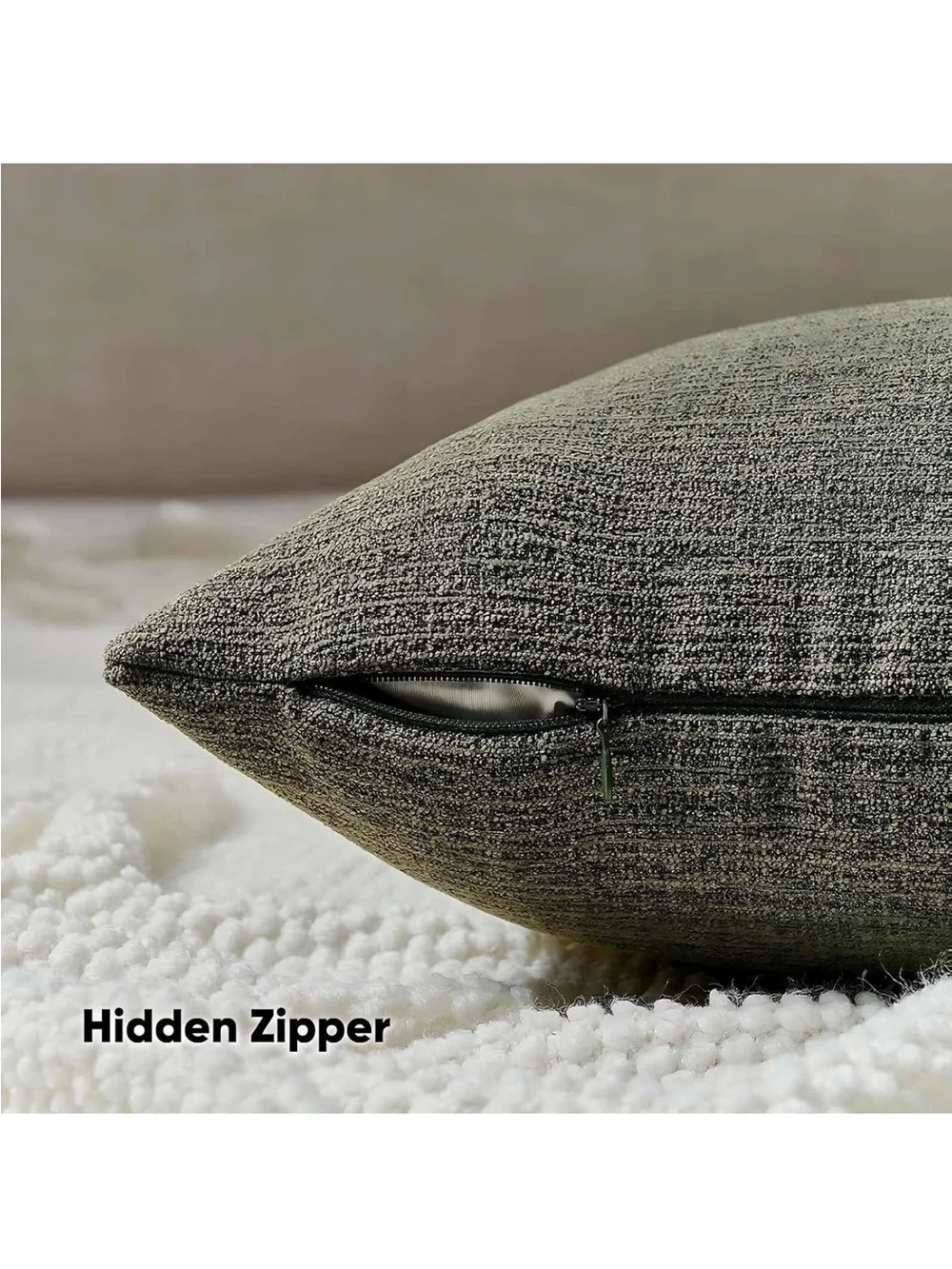 Pack of 2 Faux Linen Throw Pillow Covers 18x18 Inch, Moss Green new