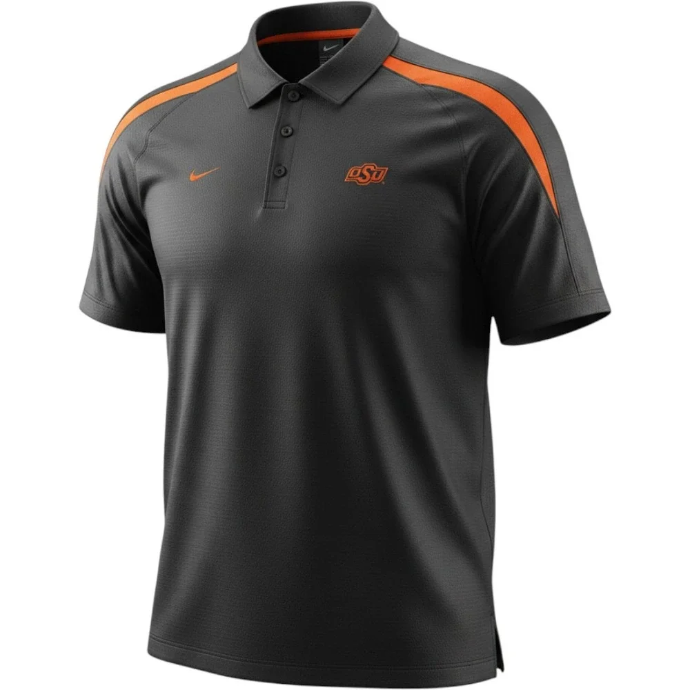 Nike Polo Shirt Mens XL Charcoal Orange OSU Oklahoma State Cowboys NCAA F6BID