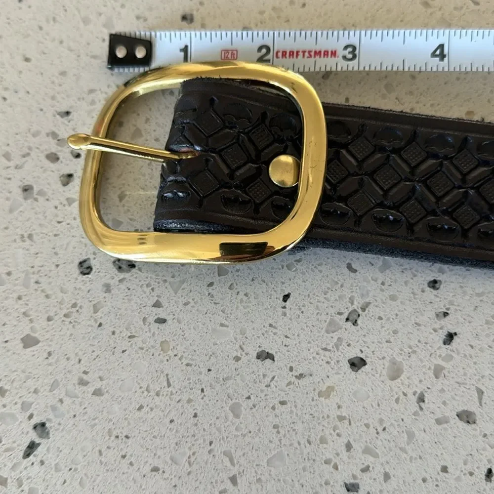 Genuine Leather Men’s Black Embossed Work Casual Belt Size 38