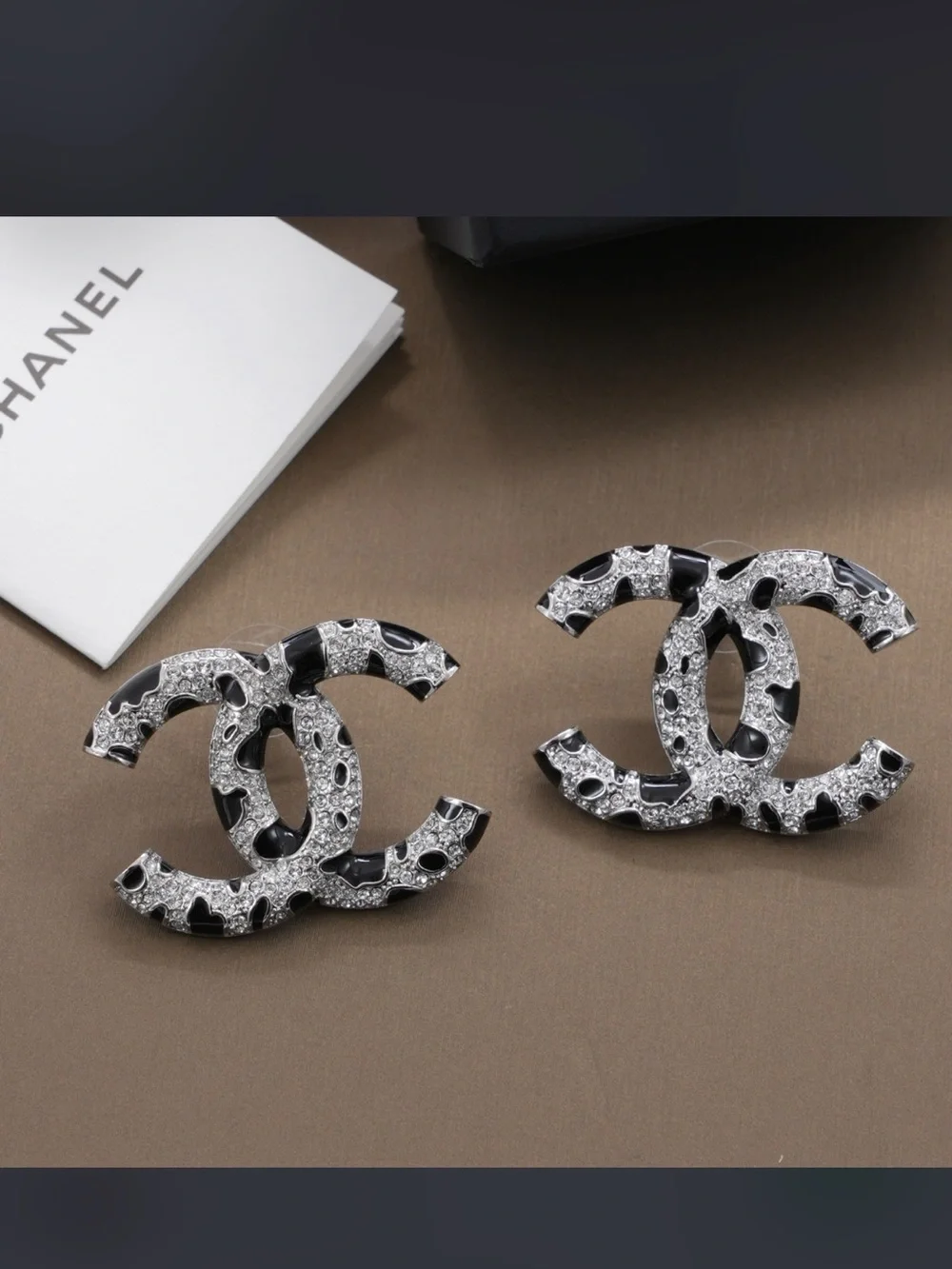 Metiers D’Art Logo 2026 Leopard Pattern Resin and Crystal Earrings
