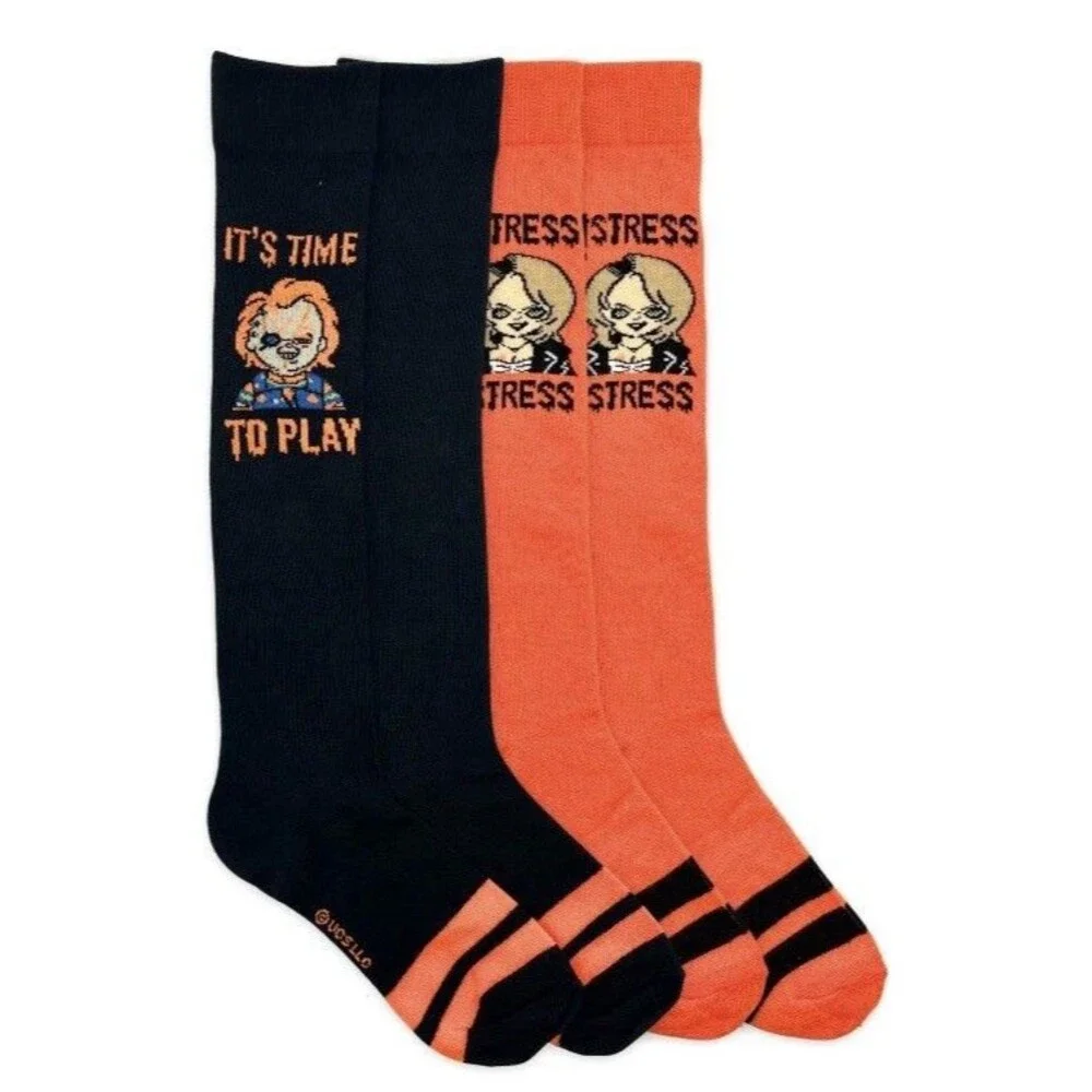 Halloween Chucky 3x No-Show & 1x Knee High Socks Size 4-10